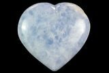 Polished, Blue Calcite Heart - Madagascar #126642-1